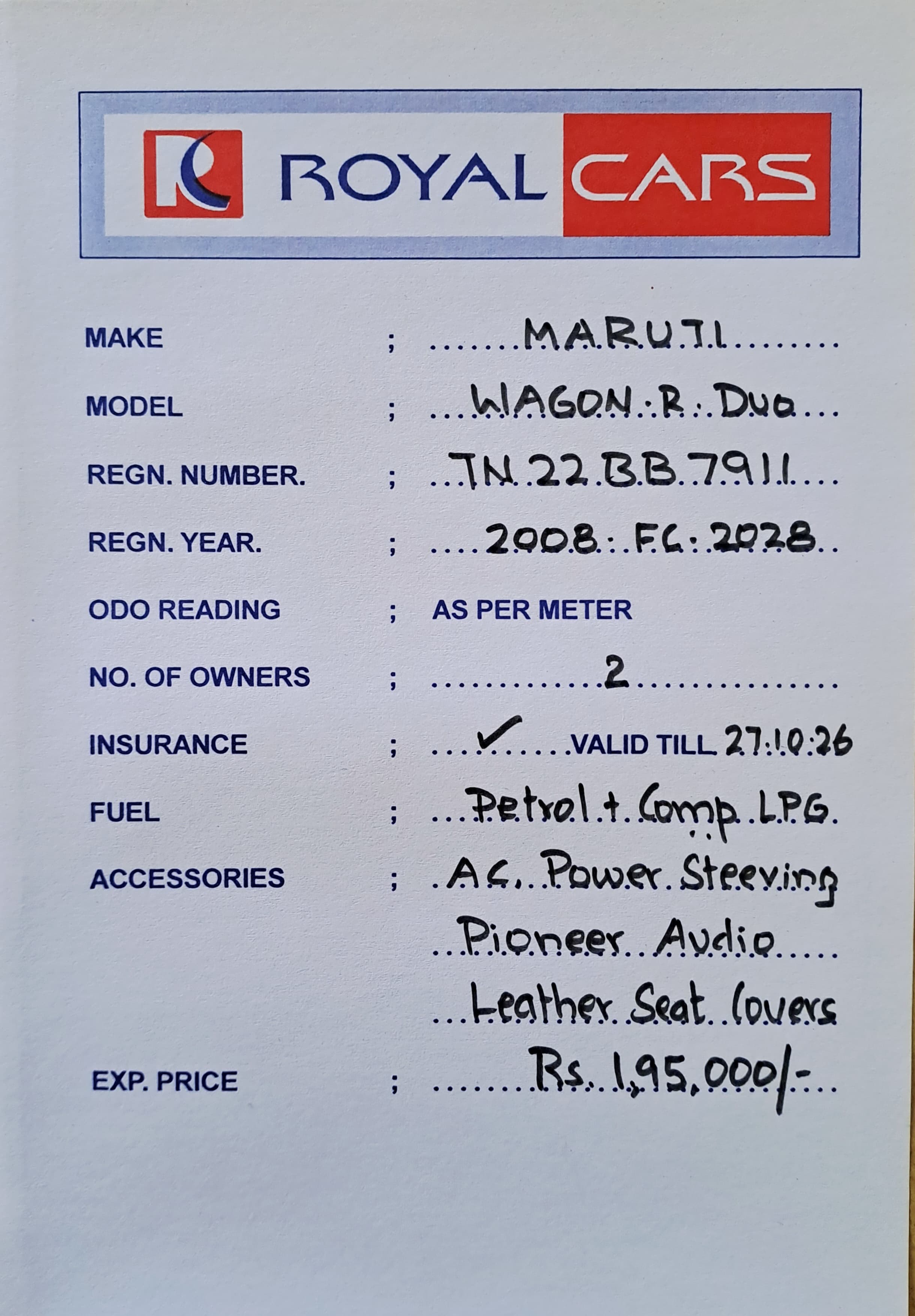 Maruti Suzuki Wagon R LXI Duo